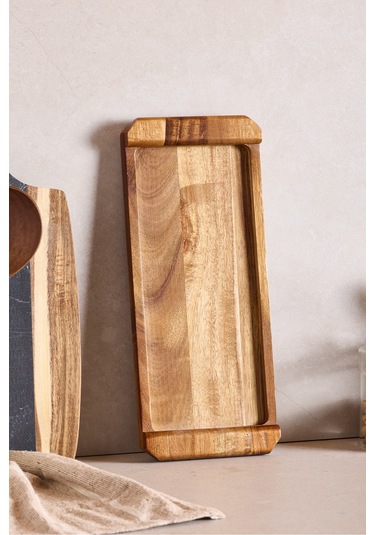 Akasya Sunumluk Kulplu 35x14,5 Cm Kahverengı Kahverengi