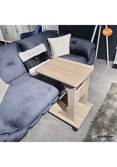 Eliusta %100 Mdf Tekerlekli C Yan Sehpa Koltuk Yanı Sehpa - Yeni