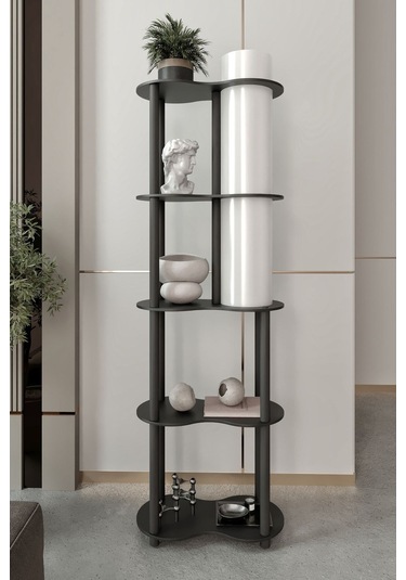 Ravilo Sperenza Dekoratif Raflı Lambader Siyah Siyah