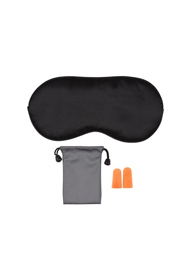Geeroyoo Siyah Uyku Maskesi, Turuncu Earplug Ve Rastgele Renkli Saklama Çantası - 3'lü Konforlu Uyku Seti Siyah