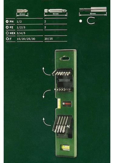 Bosch Professional Accessories Su Terazili Vidalama Seti, Yeşil,