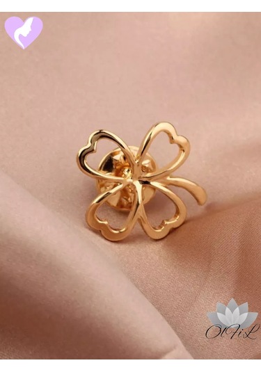 Olfil Broş-mini Yonca Işıl Işıl Minimalist Tarz 191651060 Altın Rengi