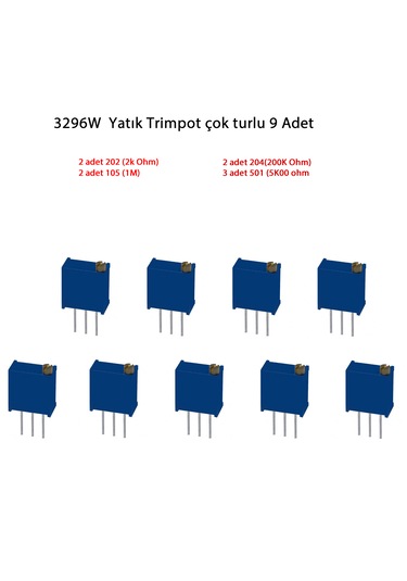 3296w Yatık Trimpot Çok Turlu Potansiyometre 9 Adet
