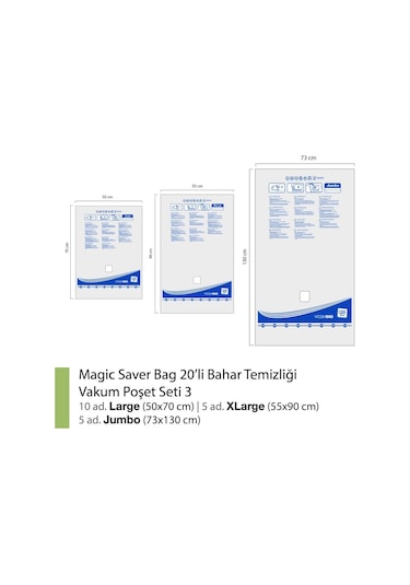 Magic Saver Bag 20´Li Çeyiz Seti Vakumlu Poşet Seti 3