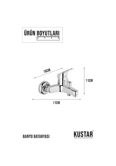Kustar Mix 3'lü Duş + Mutfak +  Lavabo + Banyo Batarya Seti Krom