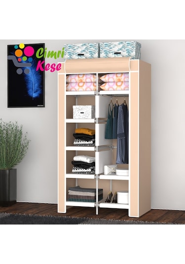 Cimrikesee Raflı Askılı Çok Amaçlı Mini Bez Dolap