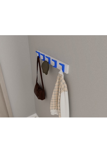 Hepsi3boyutlu Modern Duvar & Kapı Kanca Askılık - 5 Adet Mavi Kanca Askılık - Model No : 2 Mavi