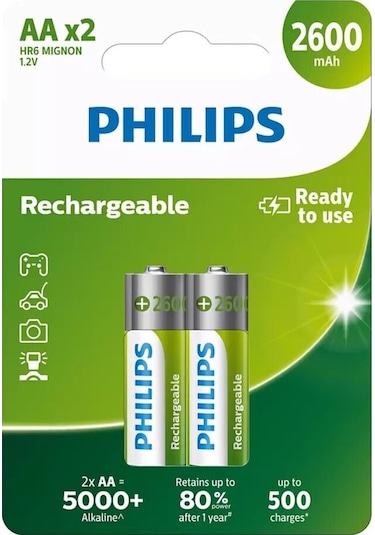 Philips R6B2A260/10 AA 2600 Mah Şarj Edilebilir Kalem Pil 2'li