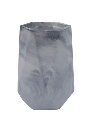 4 Lü Taş Banyo Seti Beyaz - Gri Mermer Desenli 4'lü Sabunluk Seti Gri