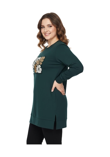 Caftan Kadın Sıfıryaka Önü Nakışlı Tunik Bgl-st05085 Yeşil