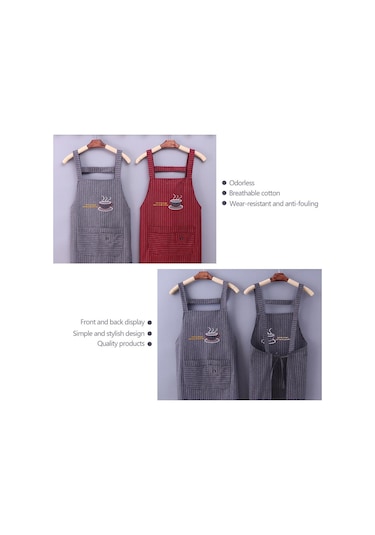 Gri Sevimli Pamuklu Mutfak Önlüğü Ev Yağ Geçirmez Kahve Şefi El Mendili Önlük Büyük Cep İle Kadın Pişirme Barbekü Aksesuarları