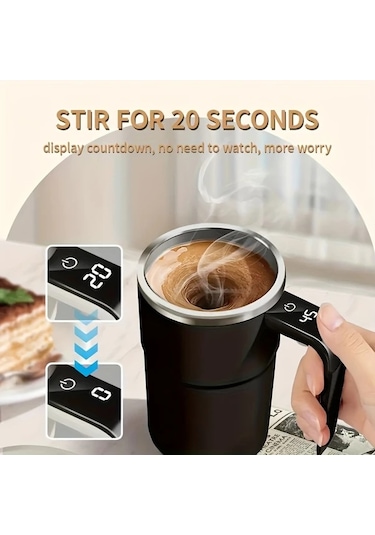 Chuangyinshop Beyaz Sıcaklık Göstergeli Otomatik Karıştırmalı Seyahat Bardak