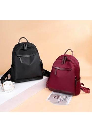 Luckydog Kadın Su Geçirmez Fermuarlı Sırt Çantası Okul Khaki Renk Kulaklık Girişli Haki