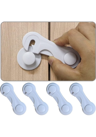 8 Adet Çok Amaçlı Çift Kapaklı Dolap Için Çocuk Bebek Güvenlik Set Emniyet Mandallı Koruma Kilit Çok Renkli