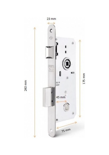 Tursan Gömme Kilit Wc Oval 23 Mm Aynalı 45 Mm Enka487