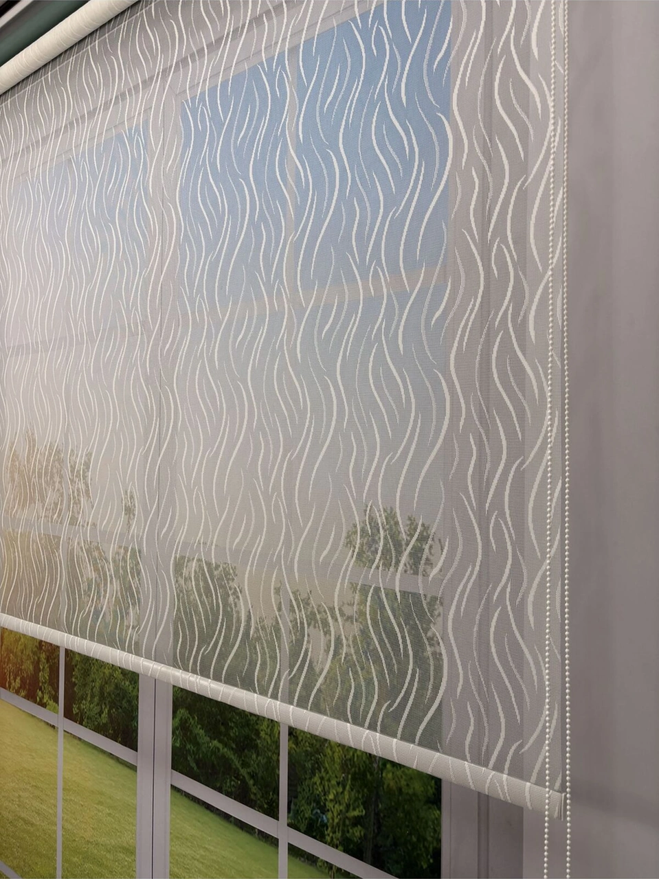 Eva Serisi Su Yolu Desenli Çift Mekanizmalı Petrol Yeşili Perde Petrol Yeşili