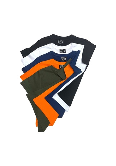 Çocuk Basic T-shirt Kız Erkek Unisex %100 Pamuk 5'li Paket Ek-2