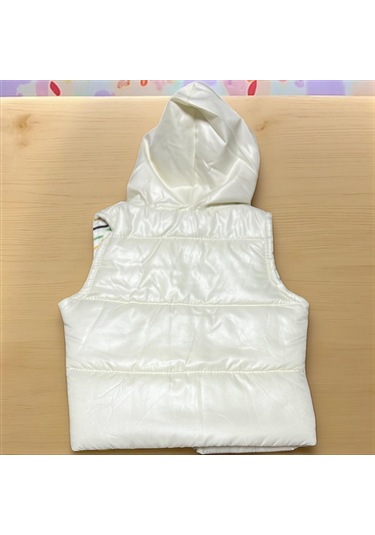 Brave Kapüşonlu Kapitoneli Yelek Ekru