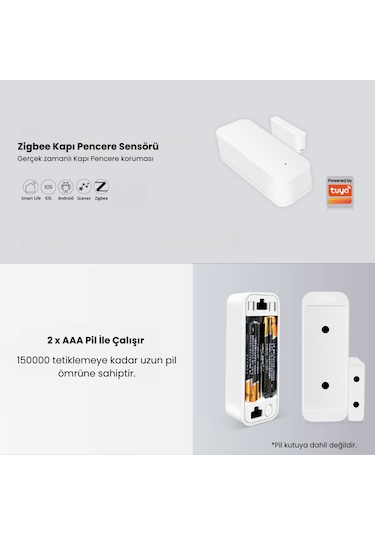 Zigbee Kapı Pencere Sensörü - Tuya, Ewelink, Homeassistant Uyumlu