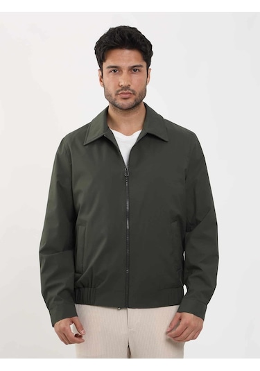 Dufy Haki Erkek Regular Fit Düz Klasik Yaka Bomber Mont - 104389-Haki