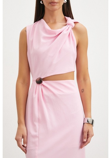 Uterpe Drapeli Cut-out Elbise Pembe