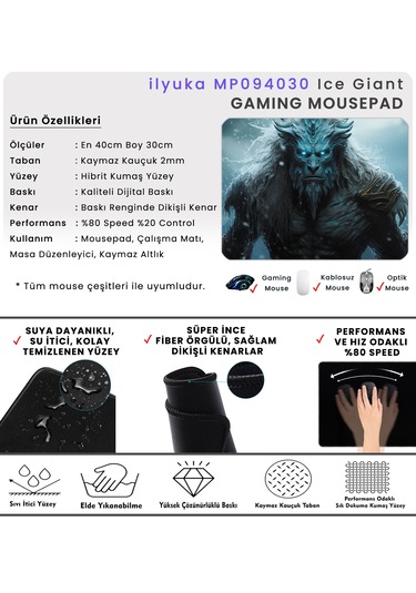 40x30cm Gaming Oyuncu Mousepad Ice Giant Mp094030