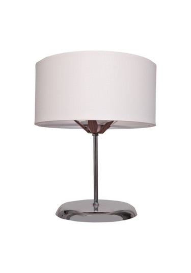 Krom Kaplamalı Metal Ayaklı Beyaz Şapkalı Abajur Siyah