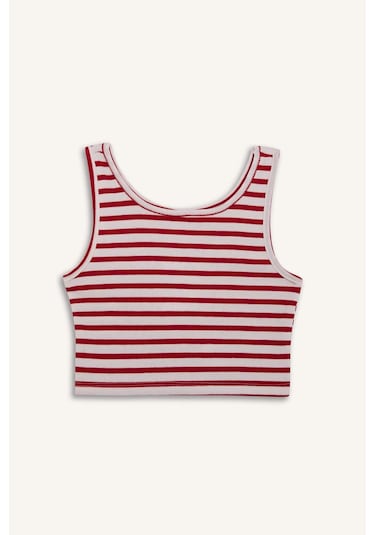 DeFacto Kız Çocuk Bisiklet Yaka Çizgili Atlet Z7814A625HSRD256 Kırmızı