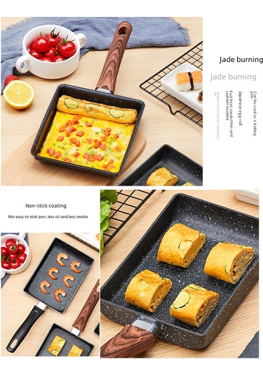 Youmex Japon Usulu Multifonksiyonel Mutfak Tava: 15x18cm Demir Mefarosh Taşlı Kaymaz Yumurta Ve Yumurta Sarma Tavası, Düz Taban, Ahşap Kollü Diğer