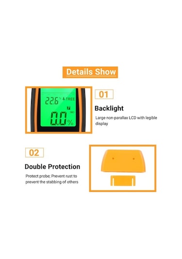 Tongxida Ahşap Nem Ölçer - 8 Ağaç Türü Ve İnşaat İçin Dijital Nem Sensörü