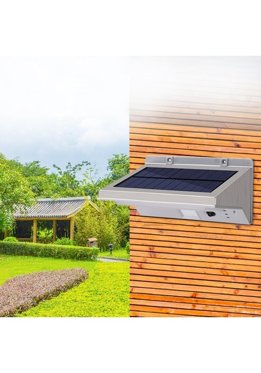Xindoker Stainless Steel Solar Duvar Lambası, 21 Led Hareket Sensörlü, Ip44 Su Geçirmez, 3 Aydınlatma Modu, Bahçe/çatı Işığı, Islak Beyaz Yh0609-pır Gümüş