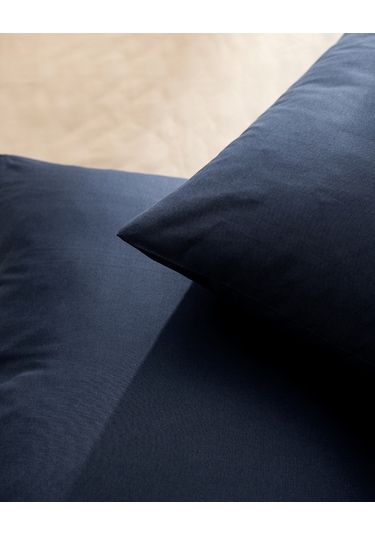 Madame Coco Manon %100 Pamuk Ranforce Düz 2'li Yastık Kılıfı Seti Lacivert