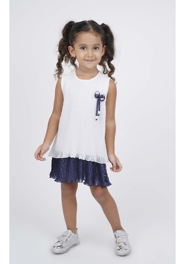 Bestkids Kız Çocuk İki Renk Pilili Elbise 001