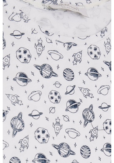 Breeze Girls & Boys Erkek Çocuk Şortlu Takım Uzay Temalı 1.5-5 Yaş, Ekru-ekru Ekru