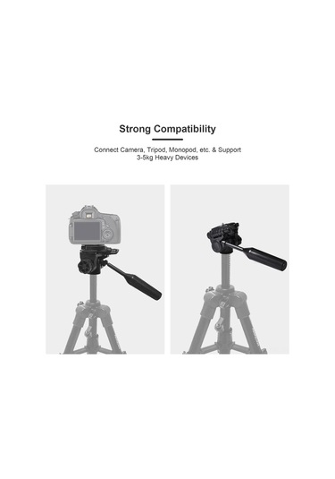 Dofolink Kamera Tripodu Kafa - 360 Dikey/90 Yatay Döndürme, 5kg Yük Taşıma, 1/4" Ve 3/8" Bağlantı, Hızlı Montaj Paneli Siyah