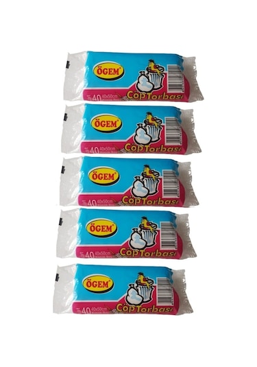 Ögem Küçük Boy Çöp Poşeti 40 x 50 CM 10 L 40'lı Rulo 5 Paket