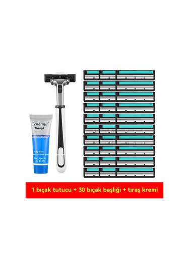 Bıçak Tıraş Makinesi Tıraş Makinesi Paslanmaz Çelik Manuel Kafa Erkek Vintage Sakal Bıçağı Sakal Bıçağı Sakal Bıçağı Elektrikli Değiştirme Ithal Çift Katmanlı 1 Bıçak Tutucu 30 Bıçak Tıraş Kremi