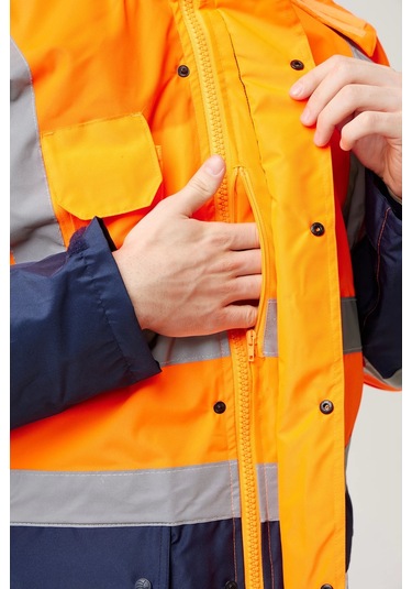 Eradium 5n1 Reflektörlü İş Güvenliği Parkası F.turuncu-lacivert