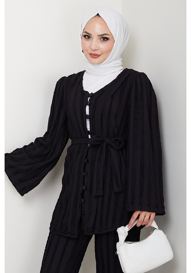 İlgen Fırfırlı İkili Takım 1610 - Siyah Siyah