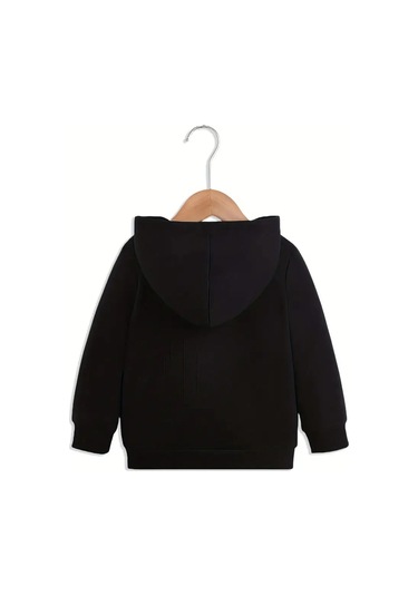 Kışlık Kapüşonlu Sweatshirt, Çocuk Pretty Girl Baskılı SiYAH