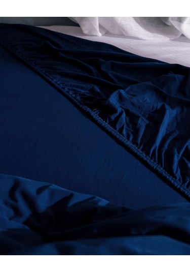 Madame Coco Marly Tek Kişilik %100 Pamuk Penye Lastikli Nevresim Takımı - Lacivert 8684427199008 Lacivert