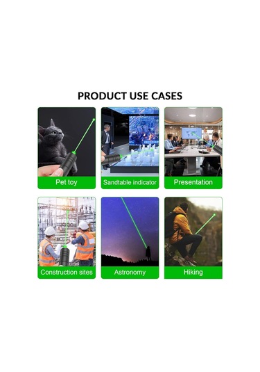 Dofolink Yüksek Güçlü 2000m Yeşil Lazer Pointer, Usb Şarjlı, Alüminyum Kasa, Astronomy-piknik-halka Sunumlar İçin, Siyah Renk Siyah