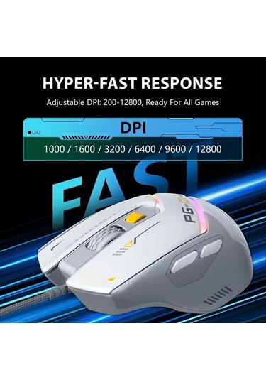Inphic Pg1 Rgb Işık Yayan Bilgisayar Oyun Kablolu Faresi Beyaz Diğer