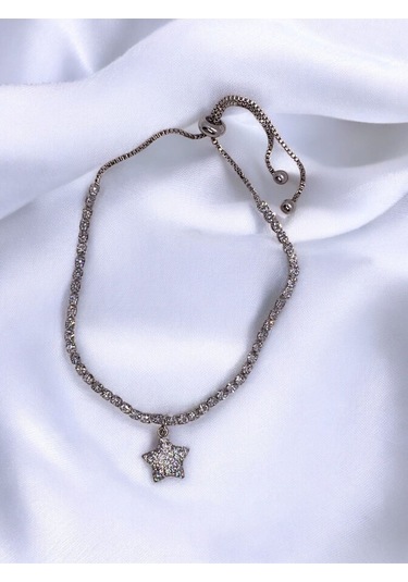 Yıldız Figürlü Asansörlü Silver Çelik Su Yolu Bileklik Gümüş