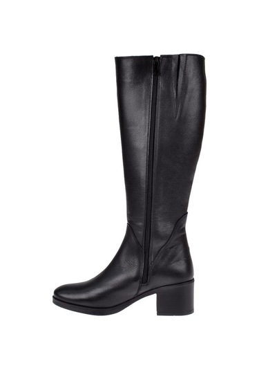 Pullman Hakiki Deri Alçak Topuk Kadın Çizme Sk-92900 Siyah-siyah Siyah