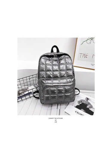 Gümüş Büyük Kapasiteli Kadın Moda Trendi Işlemeli Pamuklu Giyim Sırt Çantası Açık Eğlence Turizm Sırt Çantası Gümüş