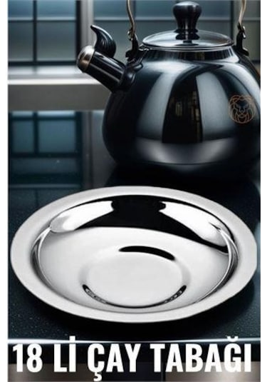 Modacar 18 Li Metal Çay Tabağı Veneta Design Seti Açık Mavi