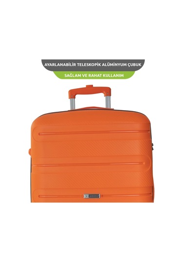 Vegmann Polipropilen Pp Atlas Turuncu Kabin Boy Valiz Turuncu