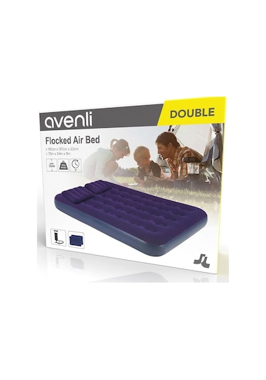 Avenli Floked Air Bed Çift Kişilik 191cm 137cm 22m Lacivert