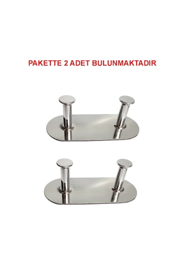 Thincal Kendinden Yapışkanlı Askılık İkili Krom 2 Li Paket Çok Renkli